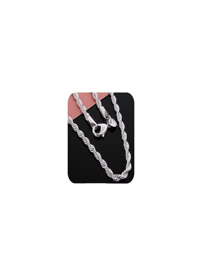 LRGKMCWTOB Fashion 925 Sterling Silver Rope Chain Twist Necklace Faux Dainty Durable Twist Rope Necklace Jewelry Luxury Braided Rope Chain Necklace Temperament Wedding Engagement Jewelry 20in - Image 1